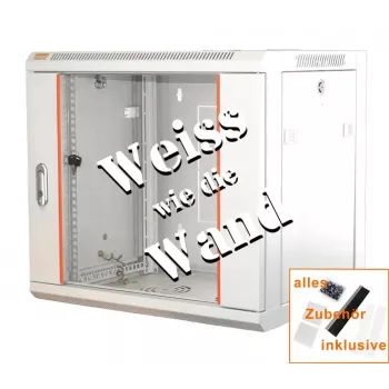 IT-BUDGET 19 tuuman verkkokaappi SWA - 12U - 570x600 mm - lasiovi - irrotettavat sivupaneelit - seinä-/lattia-asennus - tarvikesarja - puhtaanvalkoinen (90ITB19WS1266GW)