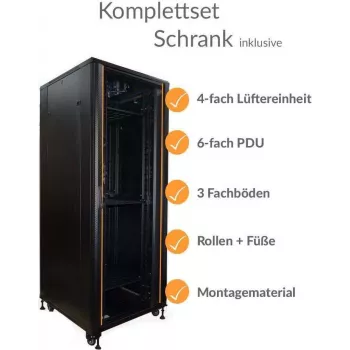 IT-BUDGET 19 tuuman palvelinrack SRK täysi sarja 42U 800x1000 mm musta esikoottu