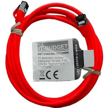IT-BUDGET Full Copper Premium -liitäntäkaapeli – Slim AWG 28 – Cat.8.1 – 2000 MHz – halogeeniton – PoE+ – 40 Gbit – punainen – 3 m (90ITBSLIM81PK3R)