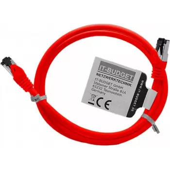 IT-BUDGET Premium täysikupari-liitäntäkaapeli - Flex AWG 26 - Cat.8.1 - 2000 MHz - halogeeniton - PoE+ - 40 Gbit/s - punainen - 1,5 m 90ITBFLEX81PK15R