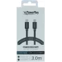 PowerRay USB-C - Lightning -punottu kaapeli 3m tekstiili harmaa PR-DCCL300TGY