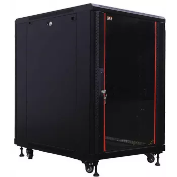 IT-BUDGET 19 tuuman verkkokaappi SRK - 18U - 600x800 mm - lasi-/teräsovi - koottu - musta 99ITB19SRK1868GSNM