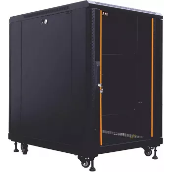 IT-BUDGET 19 tuuman verkkokaappi SRK - 12U - 600x800 mm - lasi-/teräsovi - koottu - musta (99ITB19SRK1268GSNM)