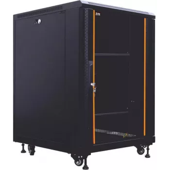 IT-BUDGET 19 tuuman verkkokaappi SRK - 12U - 600x800 mm - lasi-/teräsovi - flatpack - musta (90ITB19SRK1268GSN)