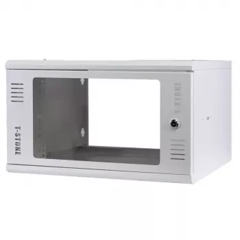IT-BUDGET 19 tuuman seinäkotelo T-STONE, 6U, 450 mm syvyys, lasiovi, lukittava, valkoinen (90ITBTSWV6545GW)