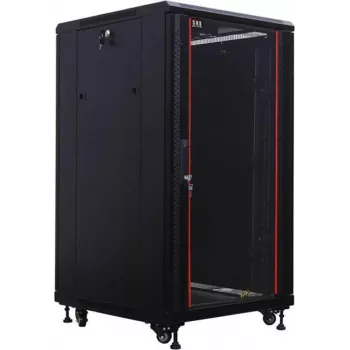 IT-BUDGET 19 tuuman verkkokaappi SRK - 18U - 600x800 mm - lasi-/teräsovi - Flatpack - musta (90ITB19SRK1868GSN)
