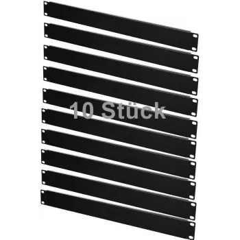 IT-BUDGET SPAR-PACK 10x 19 tuuman rack-sokkelilevyt 1U musta teräs ZAA90ITBBP1HES