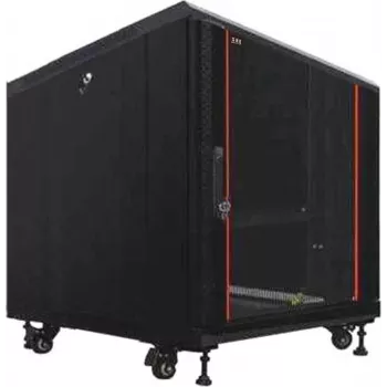 IT-BUDGET 19 tuuman palvelinkaappi SRK, 12U, 600x1000 mm, lasiovi edessä, teräsovi takana, Flatpack, musta 90ITB19SRK12610GSN