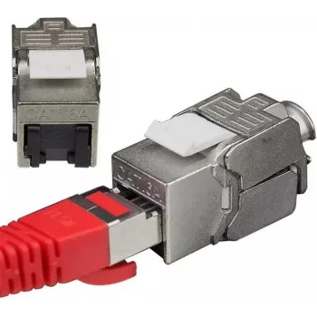 IT-BUDGET RJ45 Business Keystone -moduuli Cat.6A suojattu työkaluton Small Form Factor pölysuojaläpällä PoE+ (90ITBKM6ASS)
