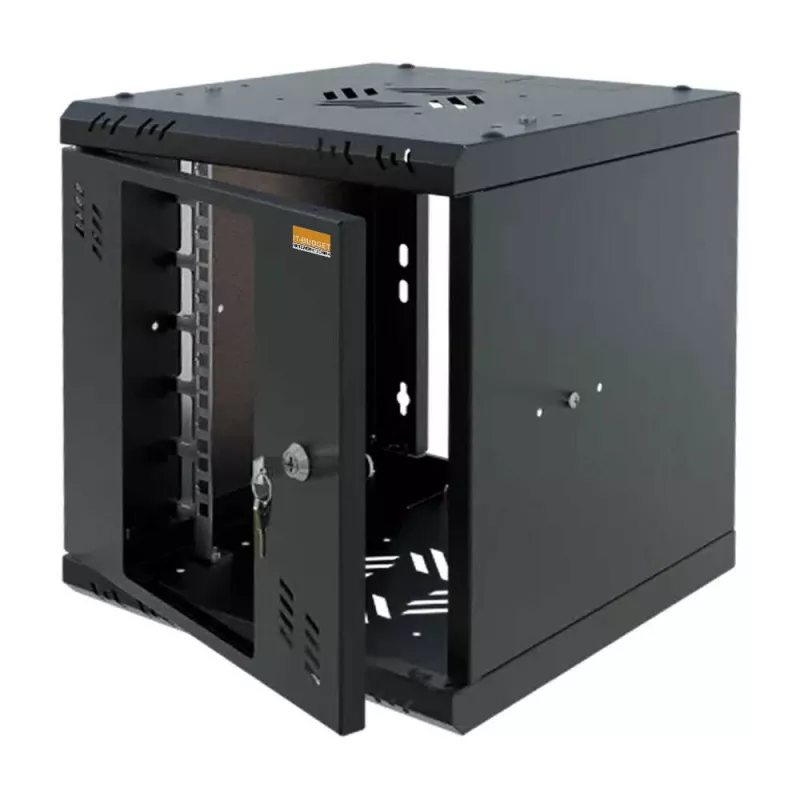 IT-BUDGET 10 inch verkkokaappi pieneen datanjakeluun - 6HE - 300 mm syvyys - lasiovi - lukko - musta (90ITB1063GS)
