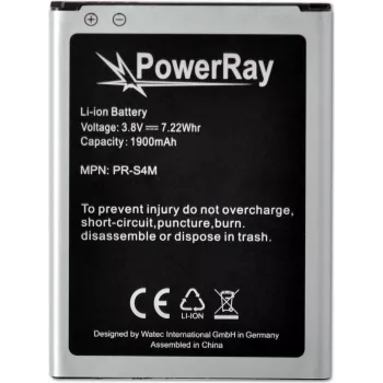 PowerRay akku PR-S4M Samsung Galaxy S4 Mini -puhelimelle, 1900 mAh, Bulk (PR-S4M)