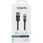 PowerRay PR-DCUL120TBK USB-A–Lightning MFi-sertifioitu punottu nailondata- ja latauskaapeli, 1,2 m, musta