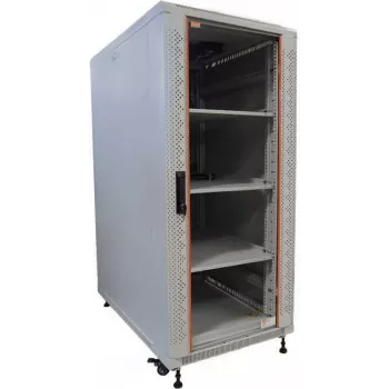 IT-BUDGET 19 tuuman verkkokaappi SRK täydellinen paketti 22U 600x600 mm lasi-/teräsovi 4 tuuletinta PDU hyllyt flatpack vaaleanharmaa 90ITB19SRK2266GG