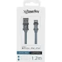 PowerRay USB-Lightning MFi-tekstikaapeli 1,2 m tekstiiliharmaa PR-DCUL120TGY