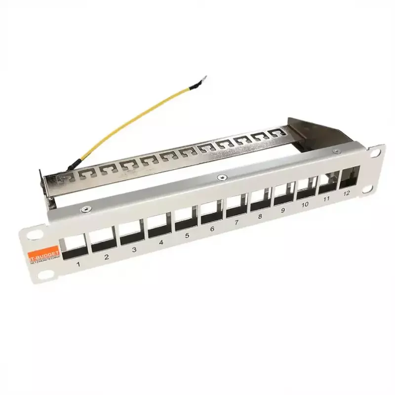 IT-BUDGET 10 tuuman tyhjä patch-paneeli Keystone-moduuleille - 12 porttia - suojattu - 1U - asentamaton - harmaa (90ITB10MT12PG)