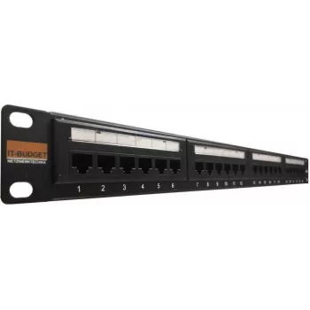 IT-BUDGET 19 tuuman patch-paneeli - 24 porttia - Cat.6 - 250MHz - suojaamaton - 1U - musta (90ITBPP6US)