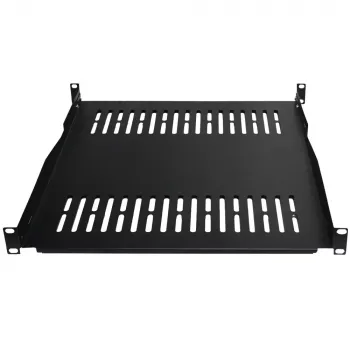 IT-BUDGET 19 tuuman kiinteä räkkihylly / laiteallas, 80 kg kantavuus, 450 mm syvyys, syvyyssäädettävä asennus, musta 90ITB19FBX450S