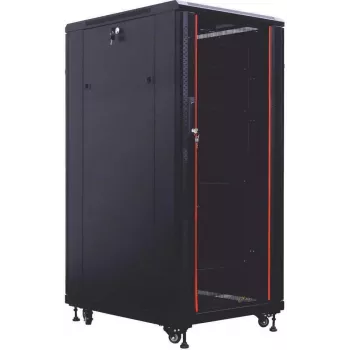 IT-BUDGET 19 palvelinkaappi SRK - 27 HE - LxS 800x800 mm - lasi-/umpilevyovi - kaapelikanavat - Flatpack - musta (90ITB19SRK2788GSN)