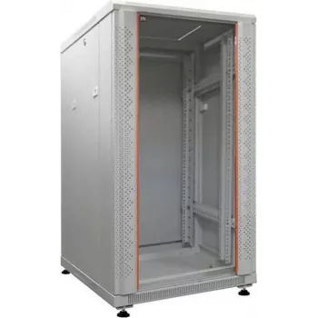 IT-BUDGET 19 tuuman verkkokaappi SRK - 18U - 600x1000 mm - lasi-/teräsovi - Flatpack - vaaleanharmaa 90ITB19SRK18610GGN
