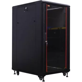 IT-BUDGET 19 tuuman palvelinräkki SRK - 27U - 800x1000 mm - lasi-/teräsovi - kaapelikanavat - koottu - musta 99ITB19SRK27810GSNM