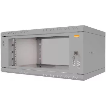 IT-BUDGET 19 tuuman seinäkotelo TAUNUS 4U 350mm syvyys lasiovi vaaleanharmaa 90ITB19435GG