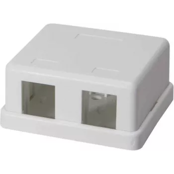 IT-BUDGET pinta-asennettava dataliitäntärasia 2 x RJ45 Keystone-moduulille - valkoinen 90ITBAKPG2P