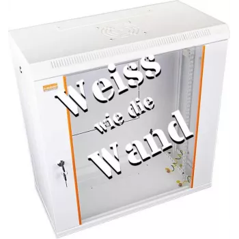 IT-BUDGET 19 inch seinäasennettava verkkokaappi SWA 12U 600x300mm lasiovella, irrotettavat sivuseinät, puhtaanvalkoinen 90ITB19WS1263GW