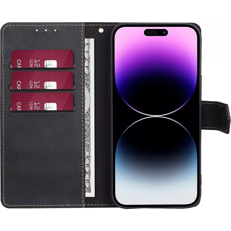 CYOO Premium BookCase Wallet kuori iPhone 14 Pro, musta CY122793