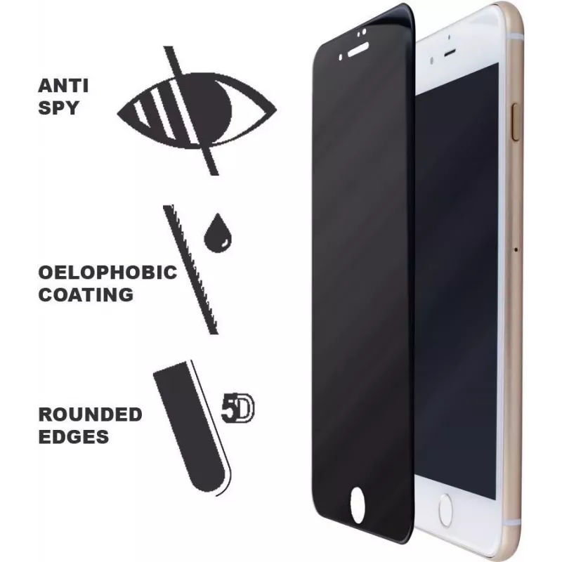 CYOO Privacy 5D panssarilasi näytönsuojakalvo Apple iPhone 8 Plus – musta