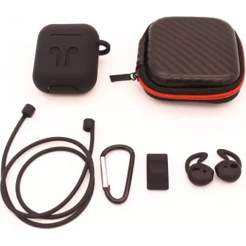 CYOO 6in1 silikonikuori tarvikkeilla - musta - Apple AirPods kuorisuoja (CY120795)