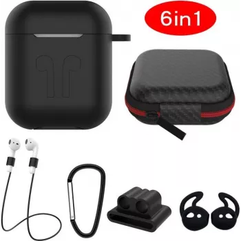 CYOO 6in1 silikonikuori tarvikkeilla - musta - Apple AirPods kuorisuoja (CY120795)