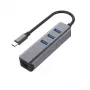 EXSYS EX-1133-N-3 USB 3.2 Gen 1 -keskitin 3x USB-A-liitännällä ja Gigabit-Ethernetillä (USB-C)