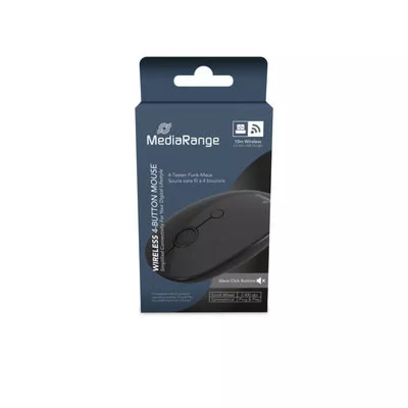 MEDIARANGE MROS268 symmetrinen langaton optinen hiiri, 2,4 GHz, 1600 DPI, musta
