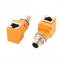 EXSYS EX-49502 M12 A-koodattu 8-napainen pistoke RJ45-liitäntään 90° teollisuus Ethernet -adapteri