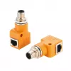 EXSYS EX-49502 M12 A-koodattu 8-napainen pistoke RJ45-liitäntään 90° teollisuus Ethernet -adapteri