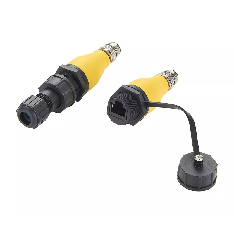 EXSYS EX-49524 teollinen M12 D-koodi 4-pin pistoke RJ45-liitäntään -adapteri, IP67, Fast Ethernet