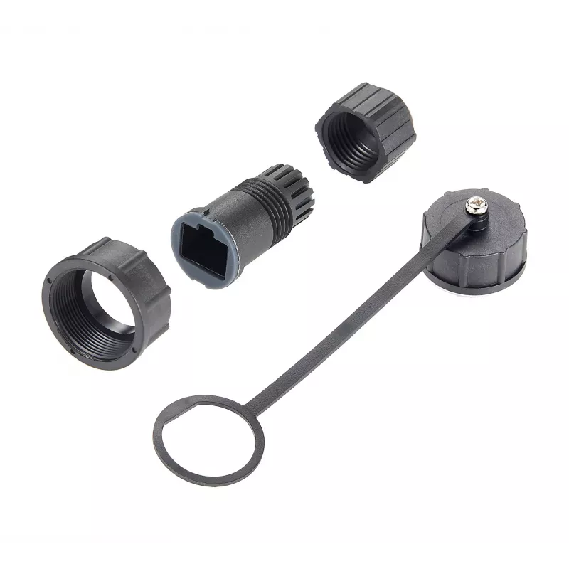 EXSYS EX-49524 teollinen M12 D-koodi 4-pin pistoke RJ45-liitäntään -adapteri, IP67, Fast Ethernet