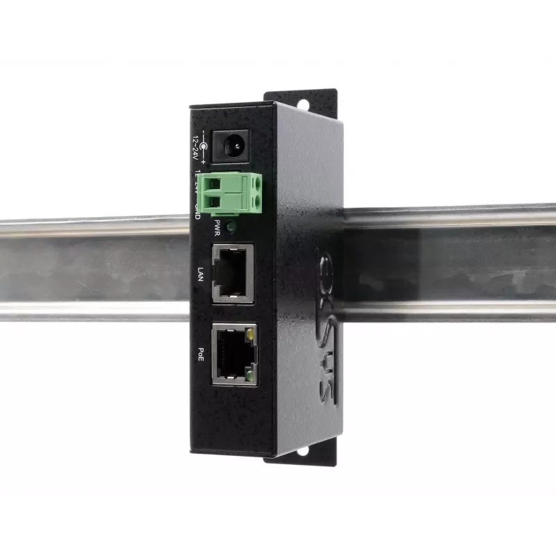 EXSYS EX-6007POE-WO PoE+ Gigabit -injektori, metallikotelo, 12-24V DC tulo, ilman virtalähdettä