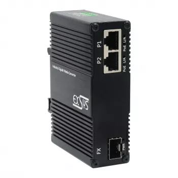 EXSYS EX-60344 2-porttinen PoE++ mediakonvertteri 90W, SFP, -40°C - +80°C