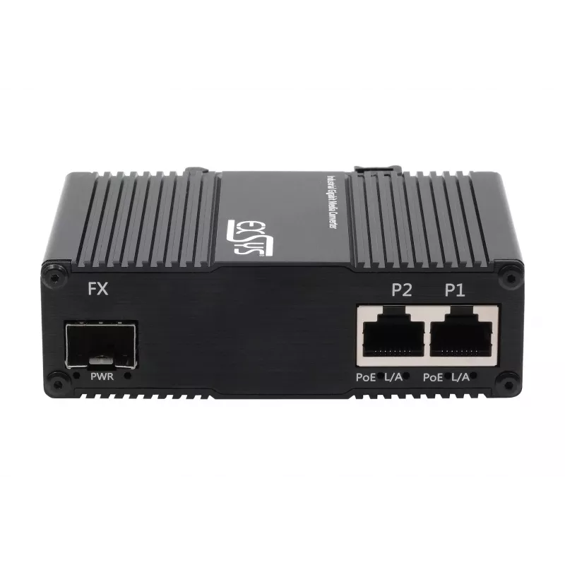 EXSYS EX-60344 2-porttinen PoE++ mediakonvertteri 90W, SFP, -40°C - +80°C