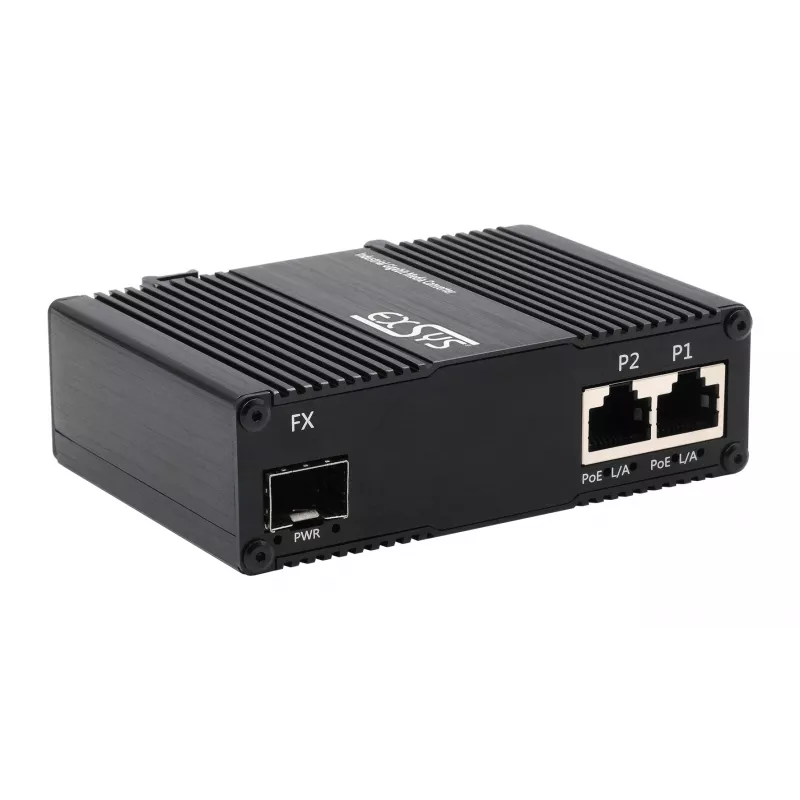 EXSYS EX-60344 2-porttinen PoE++ mediakonvertteri 90W, SFP, -40°C - +80°C