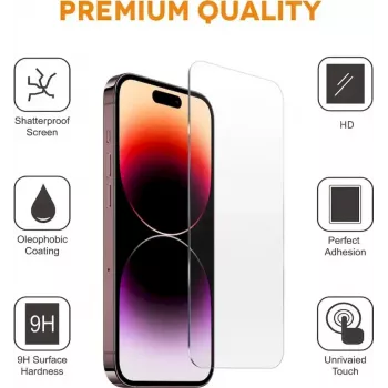 CYOO Pro näytönsuojakalvo Apple iPhone 15 Plus -puhelimelle - karkaistu lasi, 9H kovuus, 2,5D pyöristetyt reunat, koko pinnalle liima, kuplaton asennus CY123297