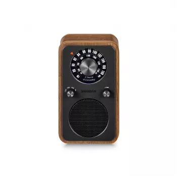 Sangean WR-9 kannettava FM-radio, aito pähkinäpuinen kotelo, vintage-muotoilu, Bluetooth, 8W