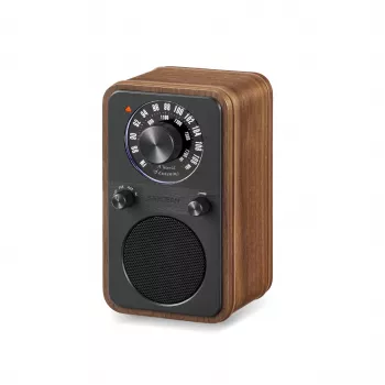 Sangean WR-9 kannettava FM-radio, aito pähkinäpuinen kotelo, vintage-muotoilu, Bluetooth, 8W