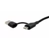 EXSYS EX-K1404 2-in-1 - 3-in-1 USB-C/A - USB-C/Micro B/Lightning nailonpunottu monilataus- ja datakaapeli, 1,2m, musta