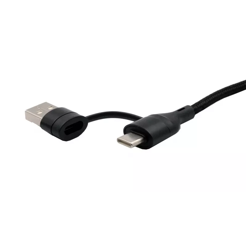 EXSYS EX-K1404 2-in-1 - 3-in-1 USB-C/A - USB-C/Micro B/Lightning nailonpunottu monilataus- ja datakaapeli, 1,2m, musta