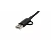 EXSYS EX-K1404 2-in-1 - 3-in-1 USB-C/A - USB-C/Micro B/Lightning nailonpunottu monilataus- ja datakaapeli, 1,2m, musta