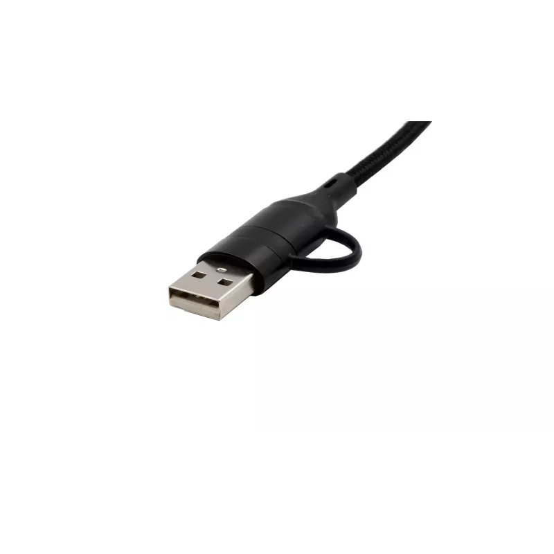 EXSYS EX-K1404 2-in-1 - 3-in-1 USB-C/A - USB-C/Micro B/Lightning nailonpunottu monilataus- ja datakaapeli, 1,2m, musta