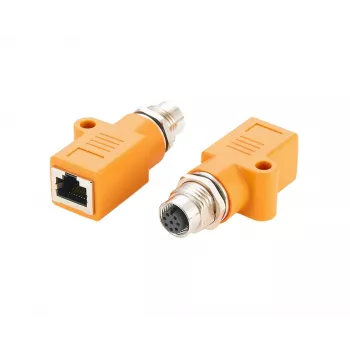 EXSYS EX-49501 teollinen M12 A-koodattu 8-napainen liitäntä - RJ45-liitäntä adapteri, Gigabit Ethernet, IP67