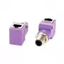 EXSYS EX-49522 M12 D-koodi 4-pin pistoke - RJ45-liitäntä 90° kulmikas teollinen Ethernet-adapteri